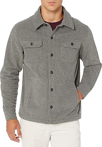Amazon Essentials Men's Long-Sleeve Polar Fleece Shirt Jacket for Winter