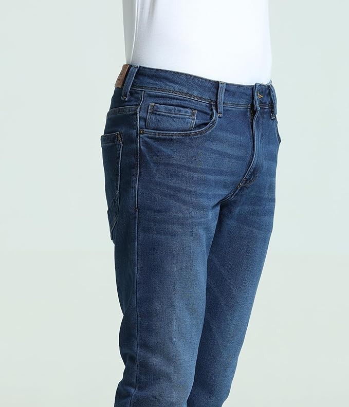 TURMS Men's Anti Stain Jeans 30 Days No Wash Anti Odor Casual Mid Rise Denim Pants | Traveler Comfort Stretchable Breathable Cotton Rich